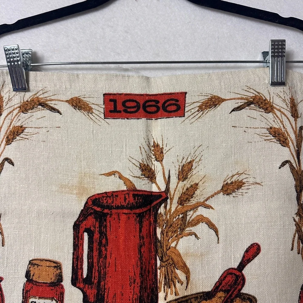 Vintage 1966 Linen Calendar Tea Towel Lutice Travis Give Us This Day Our Bread‎